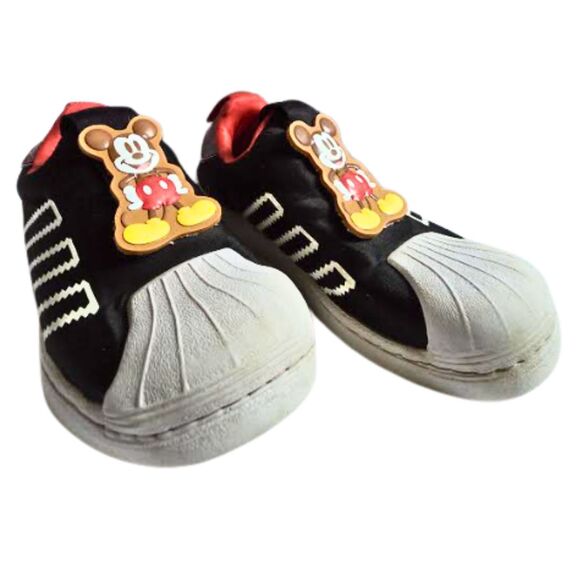 ADIDAS Disney Mickey Mouse Slip-On Sneakers Shoes Youth Size 12 Black Red Shoes - Picture 2 of 10